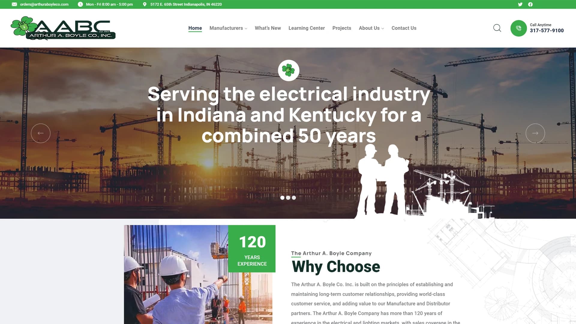 Arthur A. Boyle Company electrical industry website designed by reBrand Local