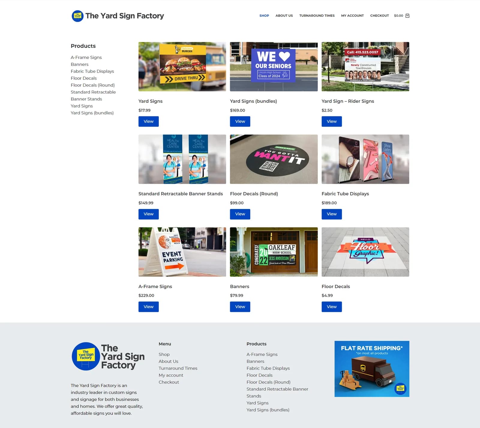 The Yard Sign Factory ecommerce website designed by reBrand Local